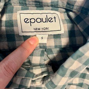 Epaulet Button Down Shirt in Blue Plaid